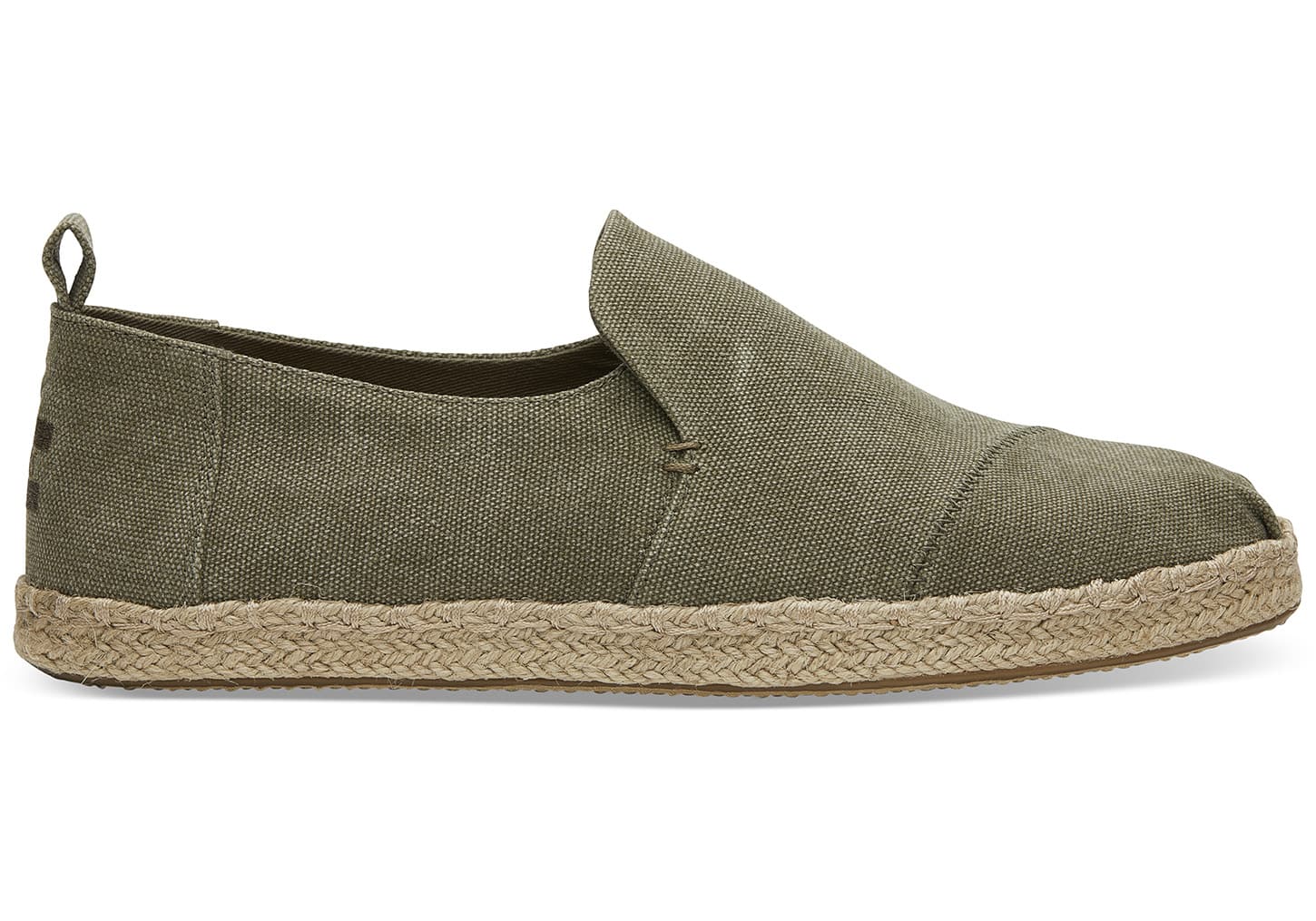 Toms Washed Canvas Deconstructed - Mens Alpargata Espadrilles - Olive Wash - NZ - 641325PRY